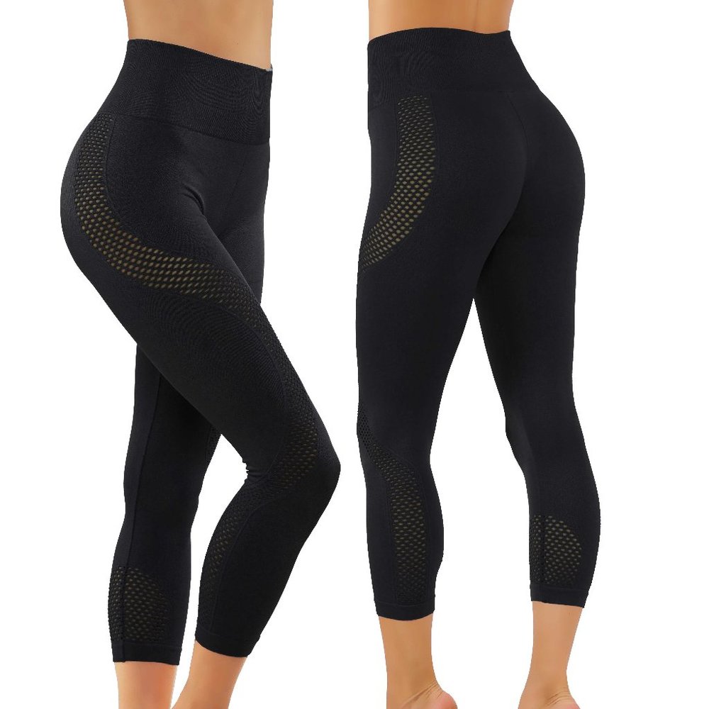 Sexy seamless 7/8 mesh leggings